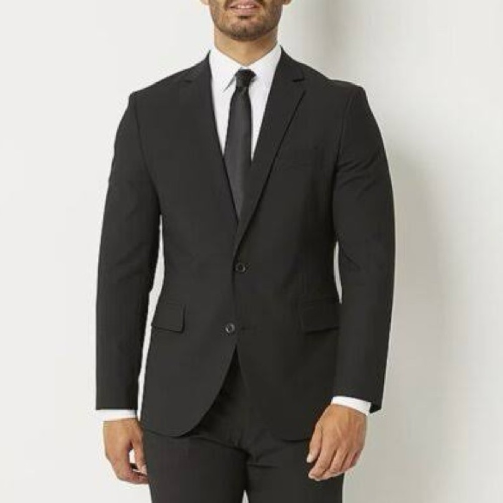 🎩 JF J. FERRAR 4-WAY STRETCH MENS SIZE 38S SLIM FIT BLACK BLAZER